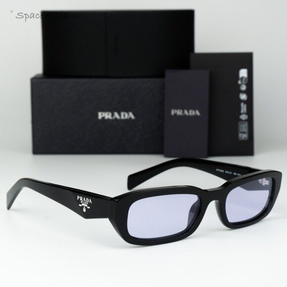 Prada Women Sunglasses Black Violet Rectangle PRB06S 16K40J NEW AUTHENTIC - Picture 1 of 9